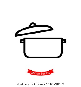 sauce pan icon in trendy flat design, kitchen utensil icon  
