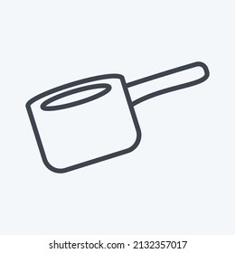 Sauce Pan Icon in trendy line style isolated on soft blue background