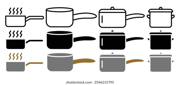 Sauce pan vector icon collection. vector illustration set.