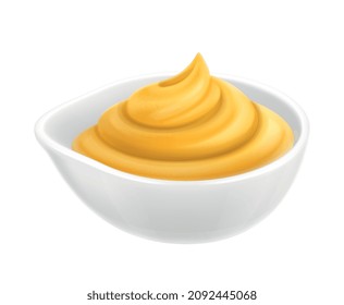 Composición realista de Sauce con imagen aislada de platillo pequeño con salsa colorida ilustración vectorial