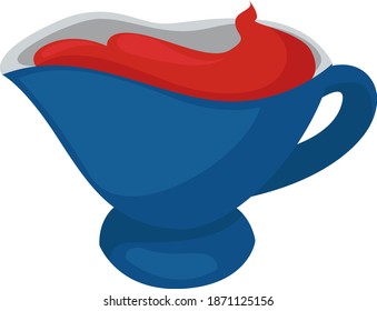 Sauce in der Untertasse, Illustration, Vektorgrafik auf weißem Hintergrund.