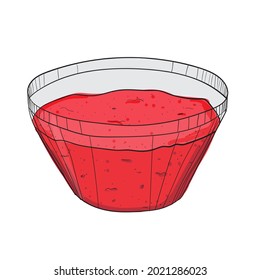 Sauce for snacks. Hand-drawn on a white square background. Vector.