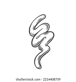 Sauce splash on food outline icon vector illustration. Line hand drawing swirl of texture drip of spicy sweet and sour chili, tasty ketchup or mustard, cream mayonnaise or BBQ sauce, top view