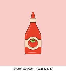 Sauce tomato colored line icon, simple doodle vector illustration 