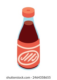 Sauce in transparent glass bottle vector illustration isolated on white background