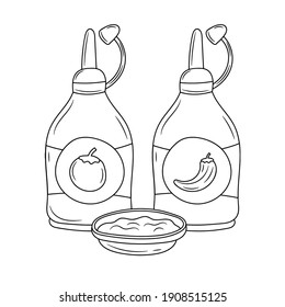 Sauce, Vektorsymbol, lineares Piktogramm, Vektorgrafik, einzeln auf Weiß 