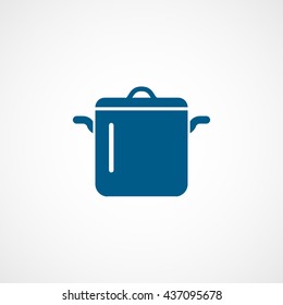 Saucepan Blue Flat Icon On White Background