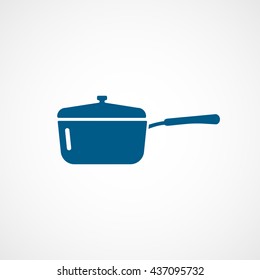 Saucepan Blue Flat Icon On White Background