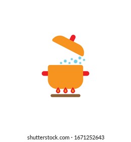 Saucepan with bubble vector icon