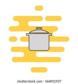 Saucepan color thin line icon. Cloud background