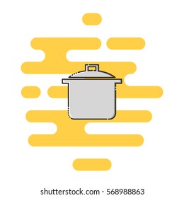 Saucepan color thin line icon. Mbe minimalism style