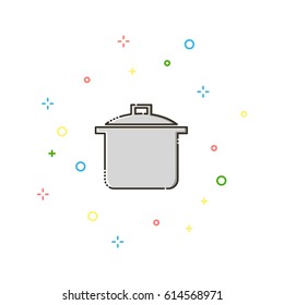 Saucepan color thin line icon on white background.