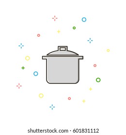 Saucepan color thin line icon.Vector illustration