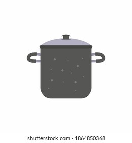 Saucepan flat design style vector cartoon. Kitchenware theme clip art on white background. Cooking pan preparing handle metal pan cartoon. Kitchen equipment pots