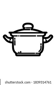 Saucepan-Flachicon einzeln auf weißem Hintergrund