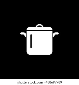 Saucepan Flat Icon On Black Background