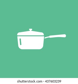 Saucepan Flat Icon On Green Background