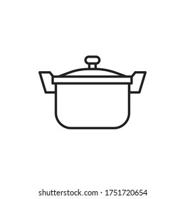 Saucepan ginseng soup line black icon. Korean food. Sign for web page, mobile app, button, logo. Editable stroke