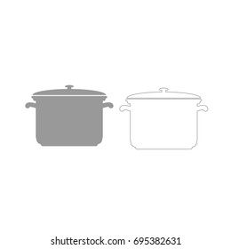 Saucepan grey set icon .
