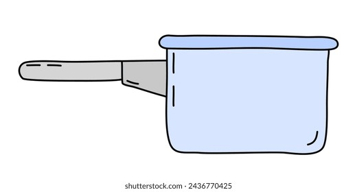 Saucepan with handle, cooking or baking kitchen design element, vector