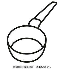A saucepan with a handle.Isolated on white background.Outline vector illustration.