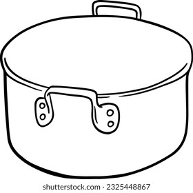 saucepan with handles without a lid cooking cooking dishes doodle linear cartoon coloring