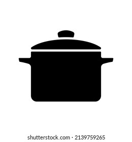 Saucepan icon. Black silhouette. Front side view. Vector simple flat graphic illustration. Isolated object on a white background. Isolate.