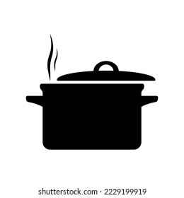 Saucepan icon. Black silhouette. Front side view. Vector simple flat graphic illustration. Isolated object on a white background. Isolate.