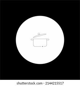 saucepan icon, cooking pot, thin line web symbol on white background - editable stroke vector illustration eps10