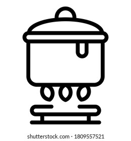 Icono de Saucepan. Icono del vector de la cacerola de contorno para el diseño web aislado en fondo blanco