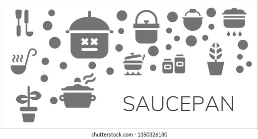 saucepan icon set. 11 filled saucepan icons.  Collection Of - Soup ladle, Pot, Ladle, Pots, Cooking