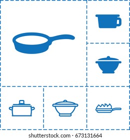 Saucepan icon. set of 6 saucepan filled and outline icons such as pan, pan-fry