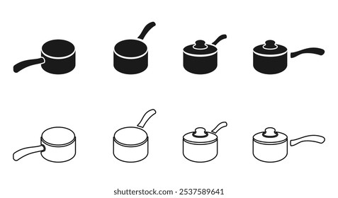 saucepan icon set vector illustration isolated on white background.