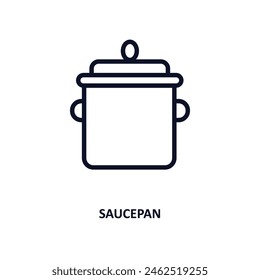 icono de cacerola. Icono de cacerola de línea delgada de la colección de la cocina. Vector de contorno aislado sobre fondo blanco. Símbolo de cacerola editable se puede utilizar Web y móvil