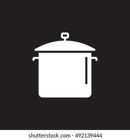 Saucepan icon vector, solid flat sign, pictogram isolated on black, logo illustration