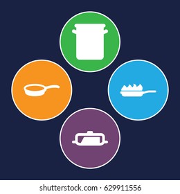 Saucepan icons set. set of 4 saucepan filled icons such as pan