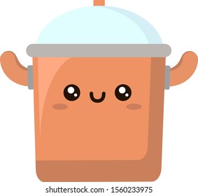 Saucepan, illustration, vector on white background.