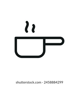 Saucepan isolated icon, sauce pan hot steam vector symbol with editable stroke