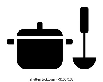 Saucepan & Ladle vector icon