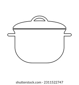 A saucepan with a lid for cooking first courses on a white background. Vector image.
