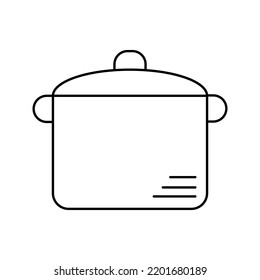 Saucepan With Lid Line Icon Isolated Vector Illustration. Kitchen Cooking Utensils Pictogram. Simple Outline Image Of Kitchenware Logo. Element For Web Design