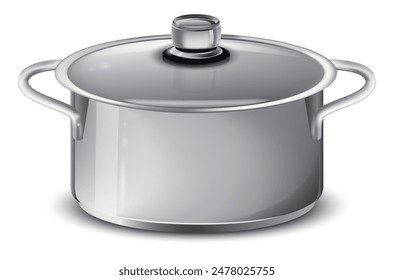 A saucepan with a lid on a white background. Vector illustration