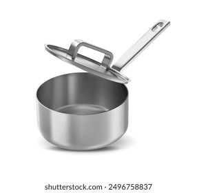 A saucepan with a lid on a white background. Vector illustration