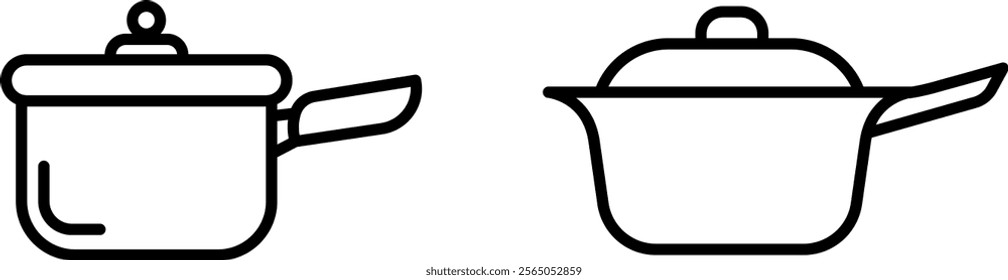 "Saucepan Line Icons: Practical Vector Set for Kitchen and Cooking Designs"