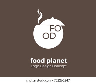 Saucepan logo template. Silhouette creative symbol. Universal icon. Restaurant, cafe sign. Design template for labels, badges, banners, posters, menu, recipes identity,branding. Vector illustration.