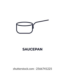 saucepan outline icon. Linear vector from kitchen concept. Thin line saucepan icon isolated on white background