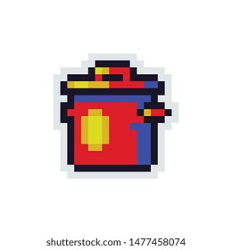 Saucepan pixel art icon. Design for logo, sticker and mobile app. Pan isolated vector illustration. 