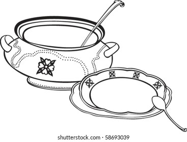 saucepan and plate