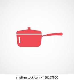 Saucepan Red Flat Icon On White Background
