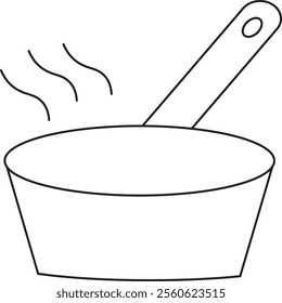 A saucepan is a round, deep cooking pot with a long handle that's used to cook food on the stove.